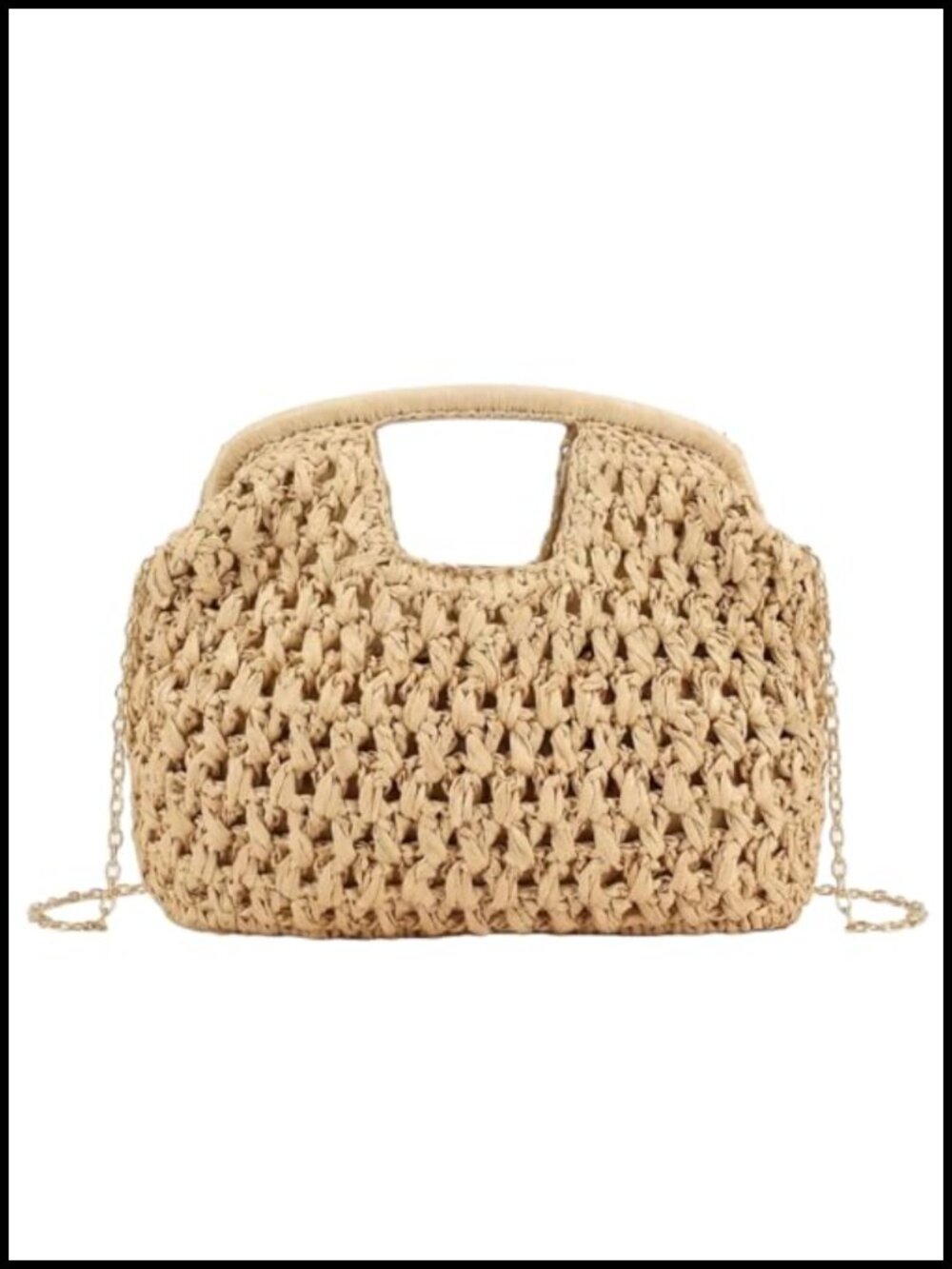 Handwoven Straw Clutch Purse for Women, Boho Raffia Beach Bag with Detachable